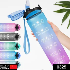 0325a Motivational Water Bottle with Straw & Time Marker, BPA-Free Tritan Portable Gym Water Bottle, Leakproof Reusable, Special Design for Your Sports Activity, Hiking, Camping