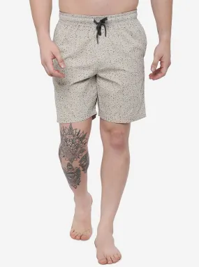 Beige Printed Regular Fit Shorts | JadeBlue