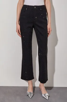 Denim Flare Rhinestone Front Ankle Jeans