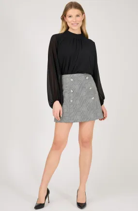 Mid-Thigh Skirt with Silver Buttons