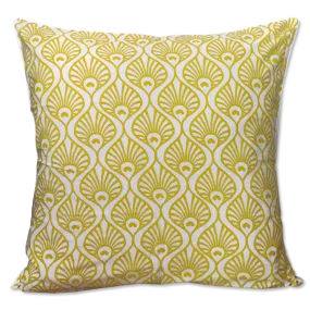 Peacock Wave Citrus Yellow Cushion Cover, 65 cm - SALE HOMEWARES