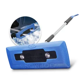 Snow Joe SJBLZD-LED 4-In-1 Telescoping Snow Broom   Ice Scraper | 18-Inch Foam Head | Headlights (Blue)