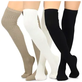 TeeHee Socks Women's Casual Cotton Over the Knee Knit Cable 3-Pack (11402)