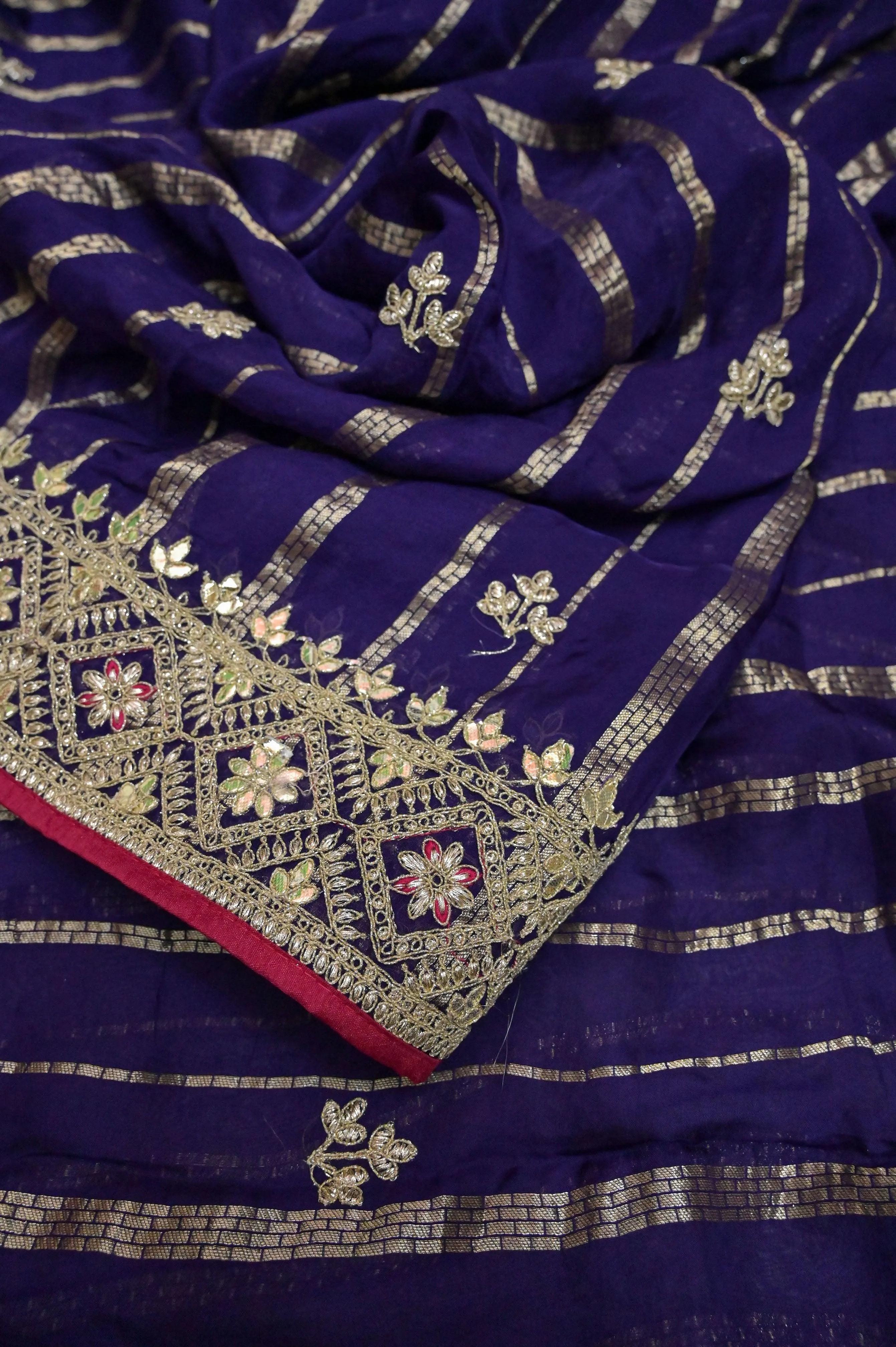 Violet Color Georgette Saree with Allover Zari Work